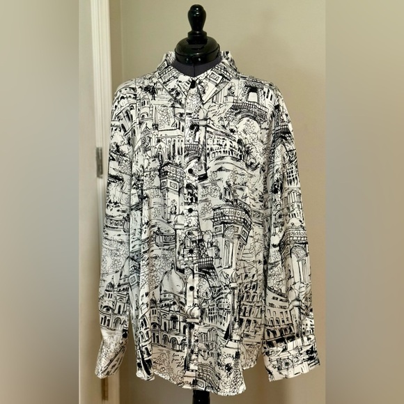 Gently Worn Karl Lagerfeld Monochrome Script Shirt - Picture 1 of 4